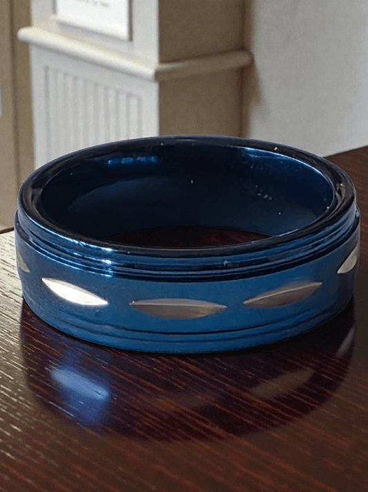 Anneau alliance acier inoxydable bleu - Claudine Biker Shop