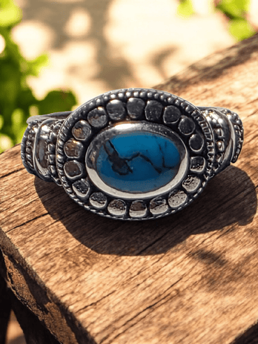 Bague argent 925 turquoise naturelle - Claudine Biker Shop