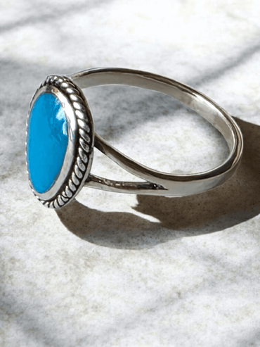 Bague argent turquoise naturelle - Claudine Biker Shop