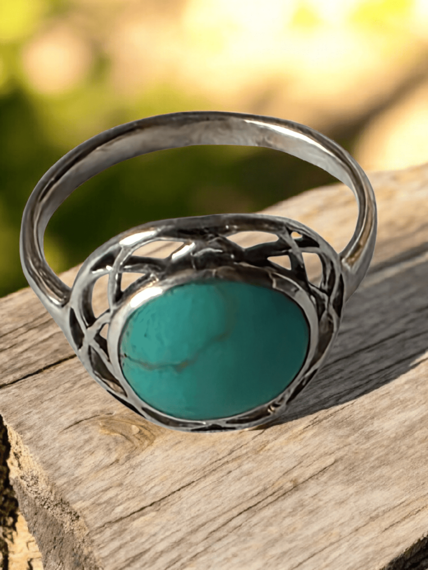 Bague argent turquoise naturelle - Claudine Biker Shop