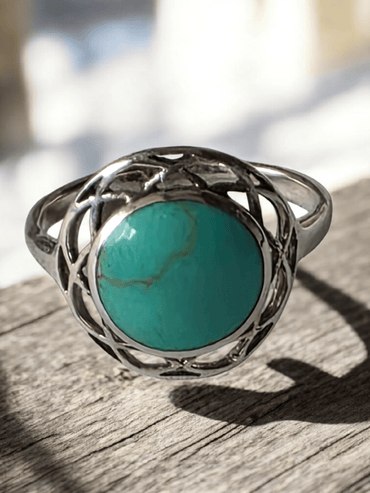 Bague argent turquoise naturelle - Claudine Biker Shop
