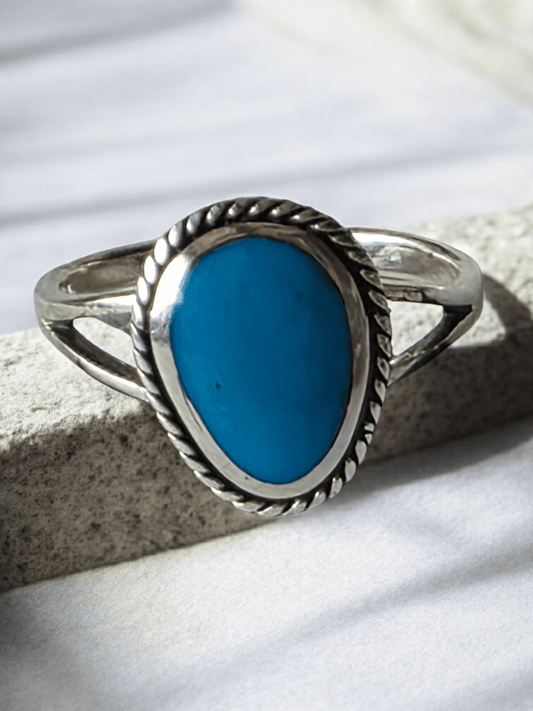 Bague argent turquoise naturelle - Claudine Biker Shop