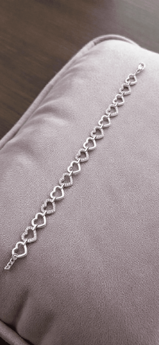 Bracelet coeur strass Acier inoxydable - Claudine Biker Shop