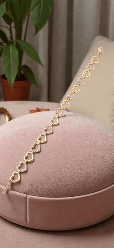 Bracelet coeur strass Acier inoxydable - Claudine Biker Shop