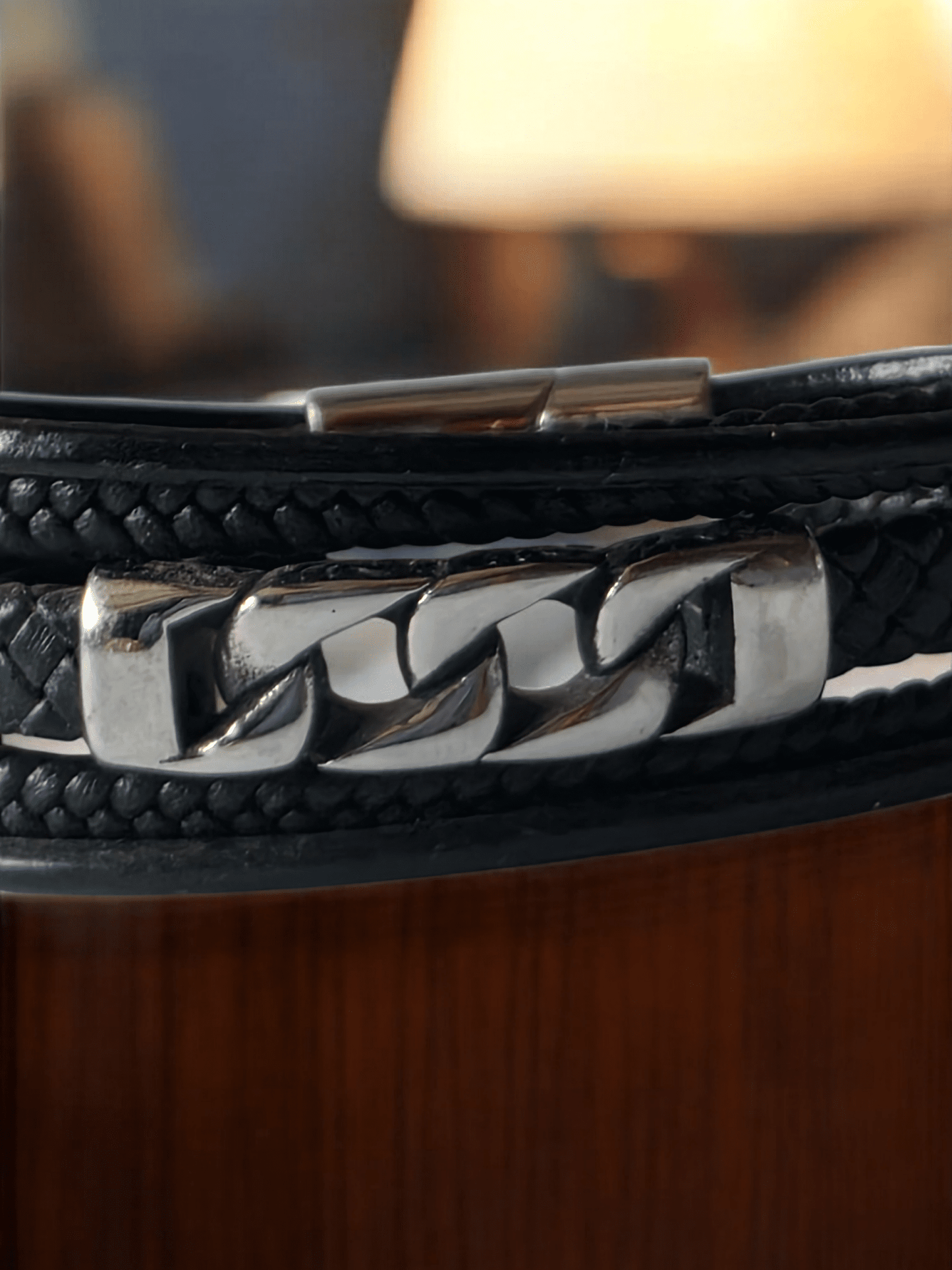 Bracelet multi rang cuir et acier inoxydable - Claudine Biker Shop