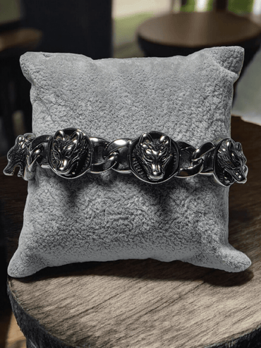 Bracelet tête de loup acier inoxydable - Claudine Biker Shop