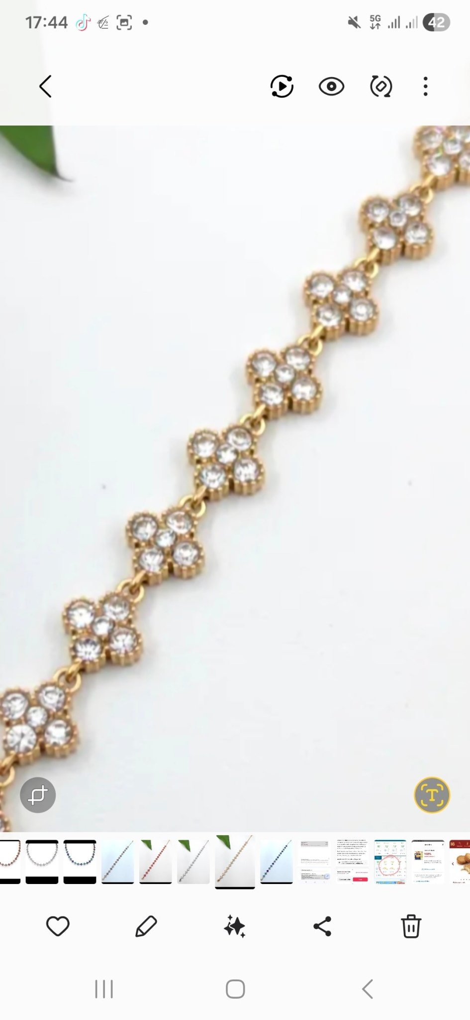 Bracelet trèfles strass Acier inoxydable - Claudine Biker Shop