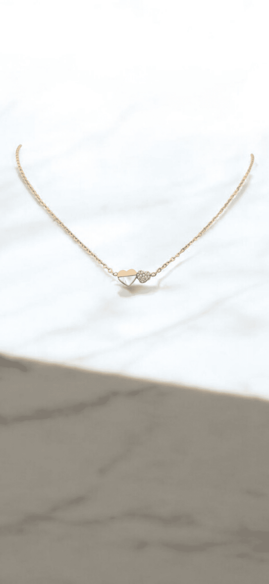Collier cœur strass et nacre - Claudine Biker Shop