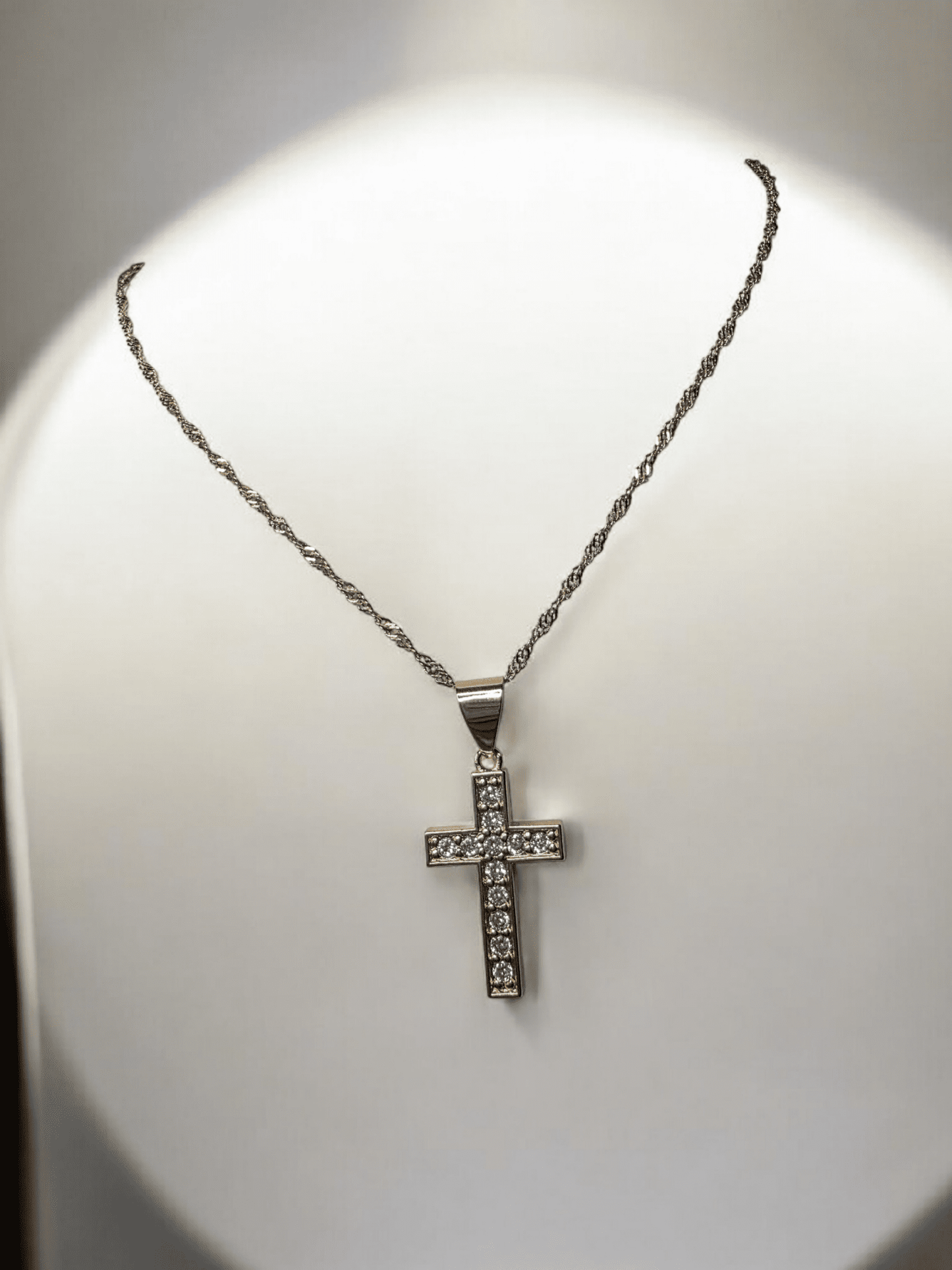 Collier croix strass Acier inoxydable 316l - Claudine Biker Shop