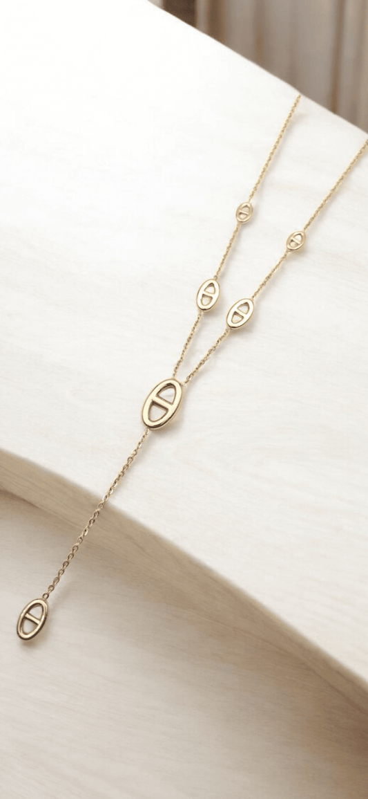 Collier maille marine long - Claudine Biker Shop