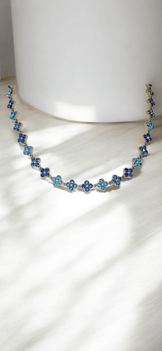 Collier trèfle strass Acier inoxydable - Claudine Biker Shop