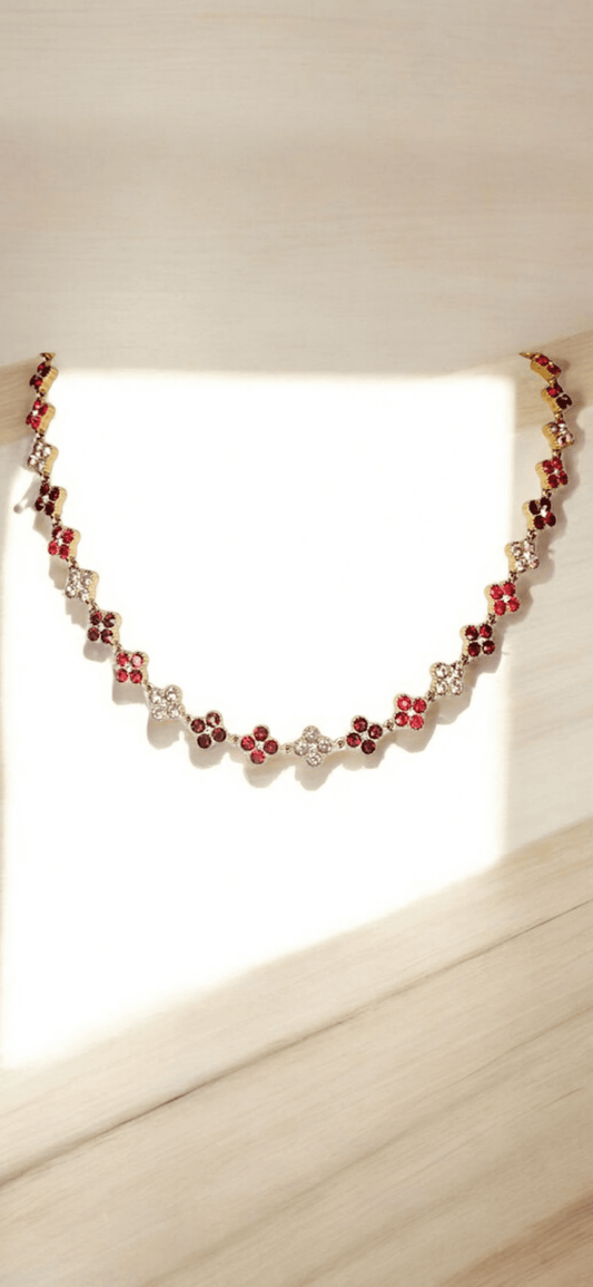 COLLIER TREFLE STRASS ACIER INOXYDABLE - Claudine Biker Shop