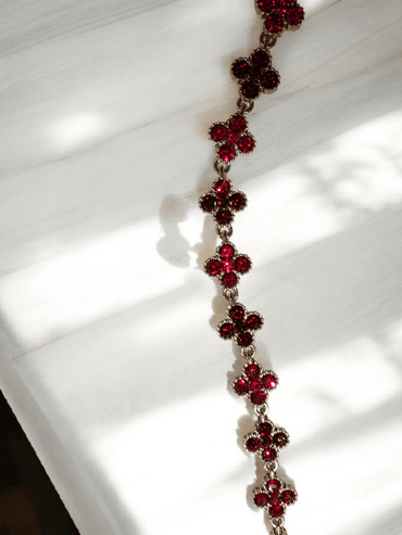 COLLIER TRÈFLES STRASS ACIER INOXYDABLE - Claudine Biker Shop