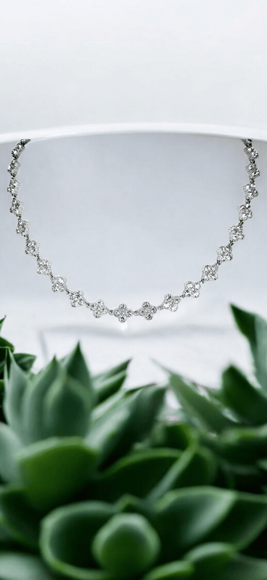 Collier Trèfles strass Acier Inoxydable - Claudine Biker Shop