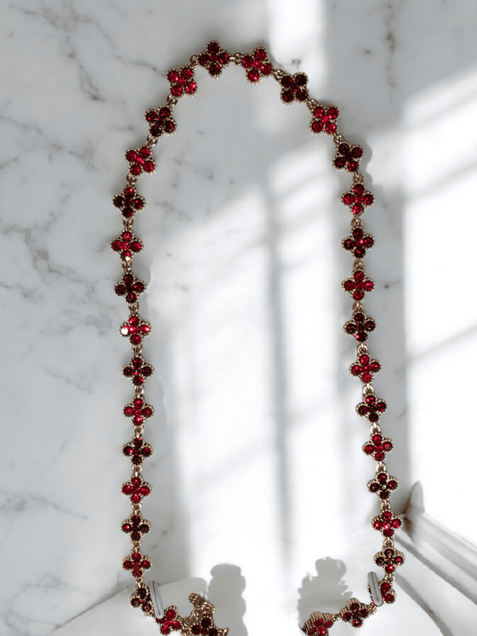 COLLIER TRÈFLES STRASS ACIER INOXYDABLE - Claudine Biker Shop