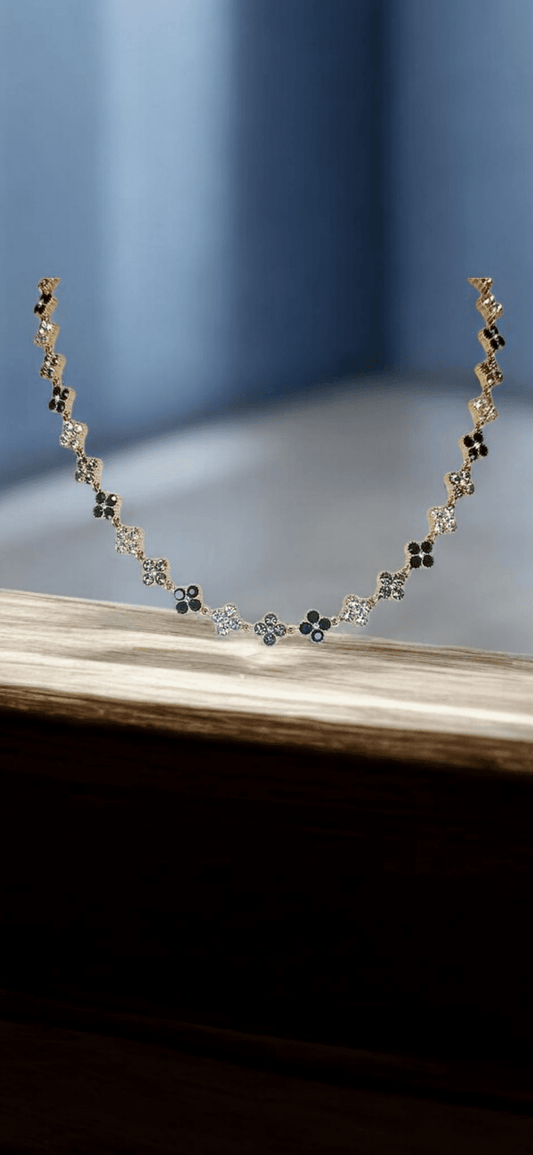 Collier Trèfles Strass Acier inoxydable - Claudine Biker Shop