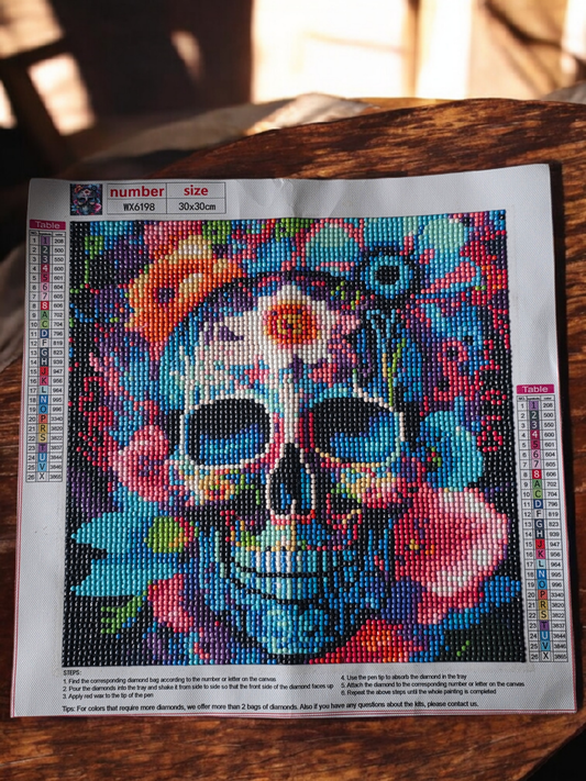 Diamond painting tête de mort - Claudine Biker Shop