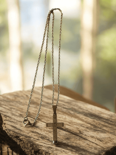 Pendentif croix avec chaîne acier inoxydable - Claudine Biker Shop