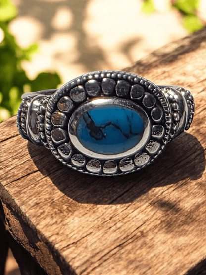 Bague argent 925 turquoise naturelle - Claudine Biker Shop