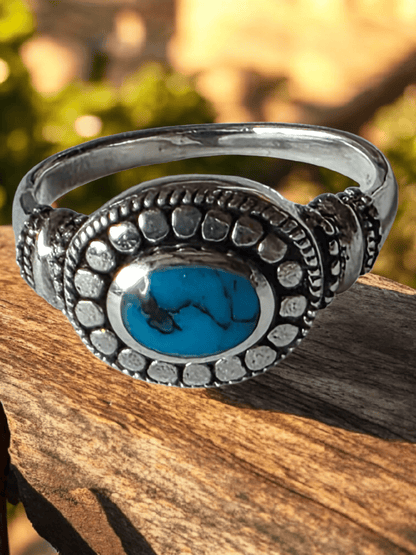 Bague argent 925 turquoise naturelle - Claudine Biker Shop