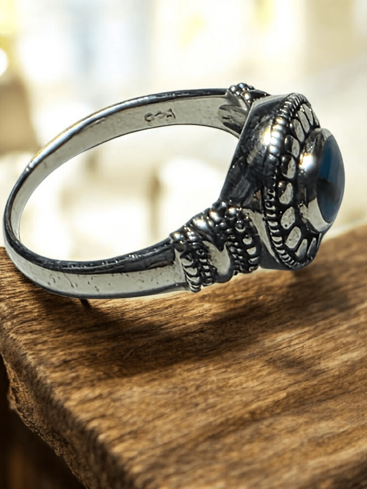 Bague argent 925 turquoise naturelle - Claudine Biker Shop