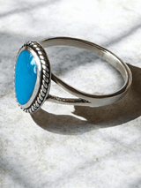 Bague argent turquoise naturelle - Claudine Biker Shop