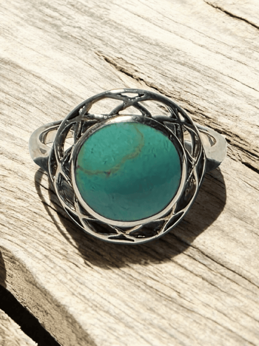 Bague argent turquoise naturelle - Claudine Biker Shop