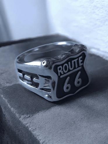 Bague Biker Route 66 acier inoxydable 316l - Claudine Biker Shop