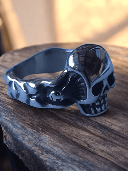 Bague crâne acier inoxydable 316l - Claudine Biker Shop