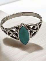Bague en Argent 925 avec Pierre Turquoise - Motif Celtique Artisanal - Claudine Biker Shop