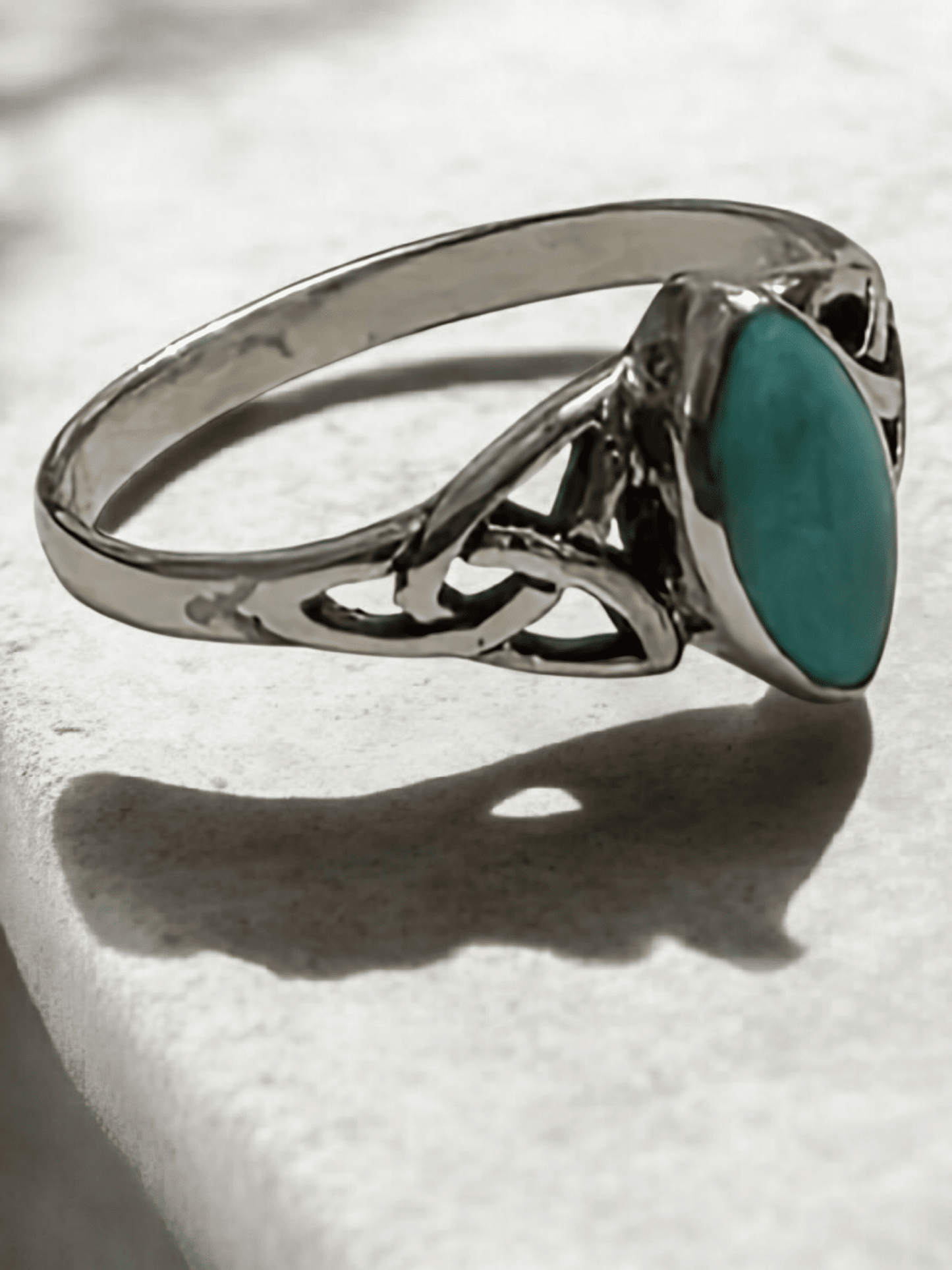 Bague en Argent 925 avec Pierre Turquoise - Motif Celtique Artisanal - Claudine Biker Shop