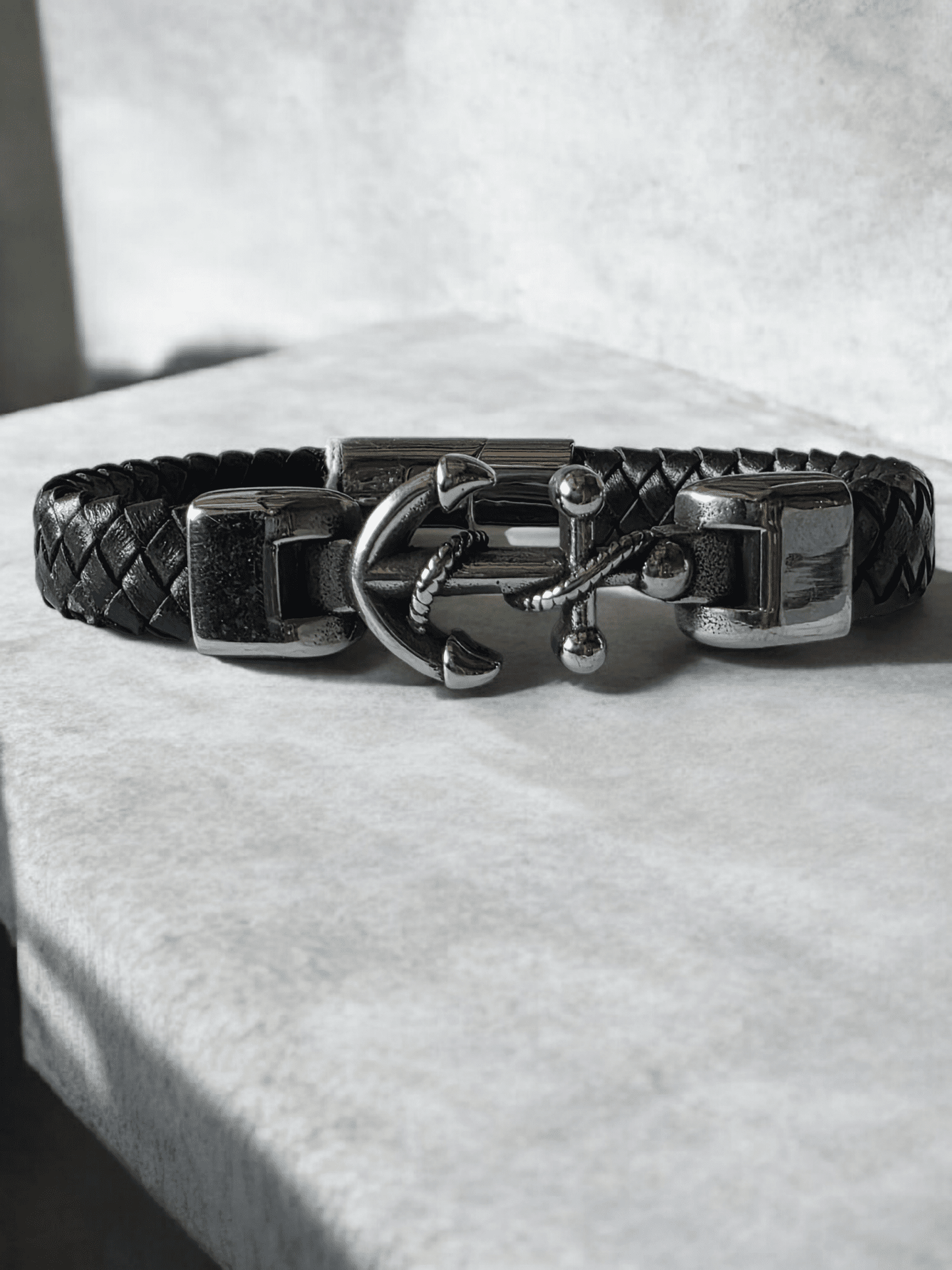 Bracelet cuir ancre marine - Claudine Biker Shop