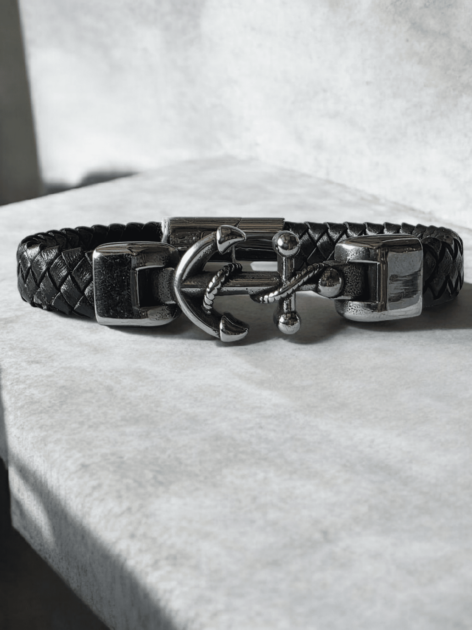 Bracelet cuir ancre marine - Claudine Biker Shop