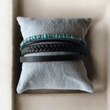 Bracelet cuir et turquoise pour homme/femme - Claudine Biker Shop