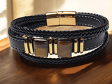 Bracelet cuir œil de tigre véritable - Claudine Biker Shop