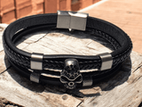 Bracelet cuir tête de mort - Claudine Biker Shop