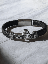 Bracelet moto cuir et acier inoxydable - Claudine Biker Shop
