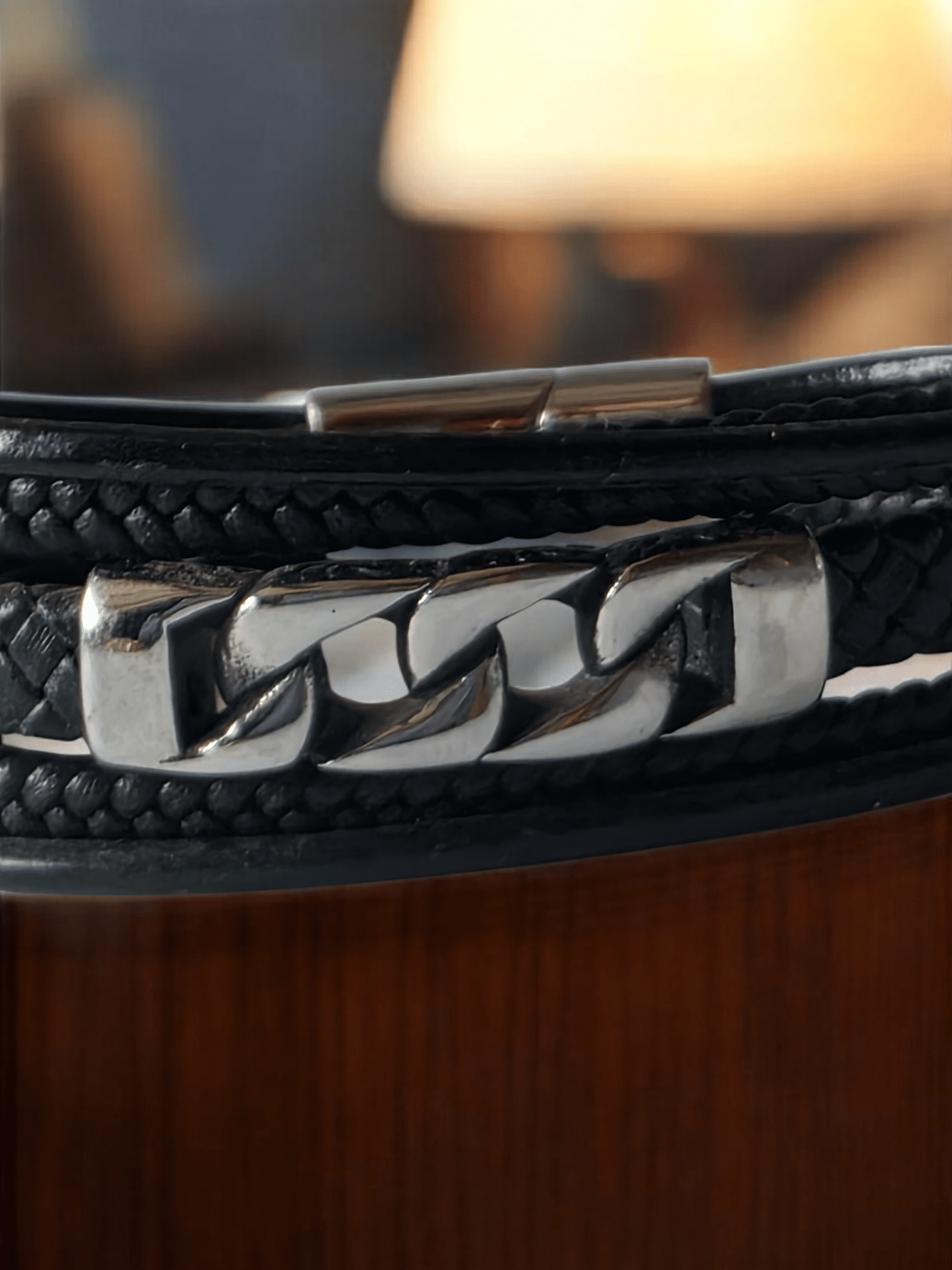 Bracelet multi rang cuir et acier inoxydable - Claudine Biker Shop