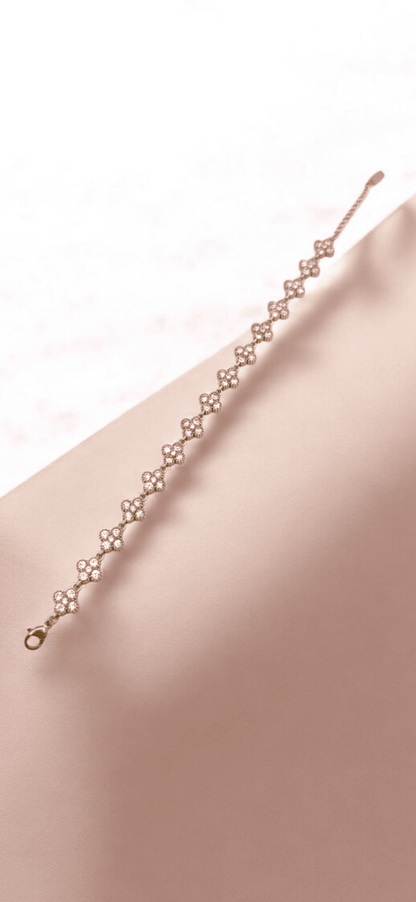 Bracelet trèfles strass Acier inoxydable - Claudine Biker Shop