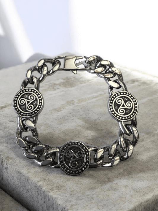 Bracelet triskèle celtique en acier inoxydable - Claudine Biker Shop