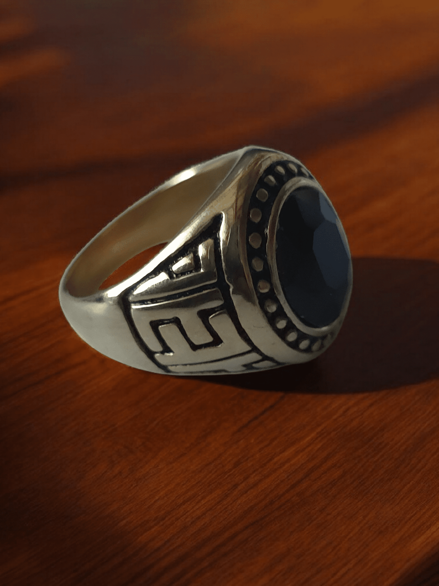 Chevalière avec onyx acier inoxydable 316l - Claudine Biker Shop