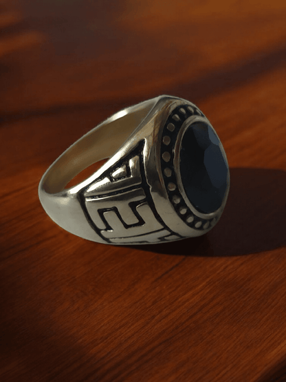 Chevalière avec onyx acier inoxydable 316l - Claudine Biker Shop