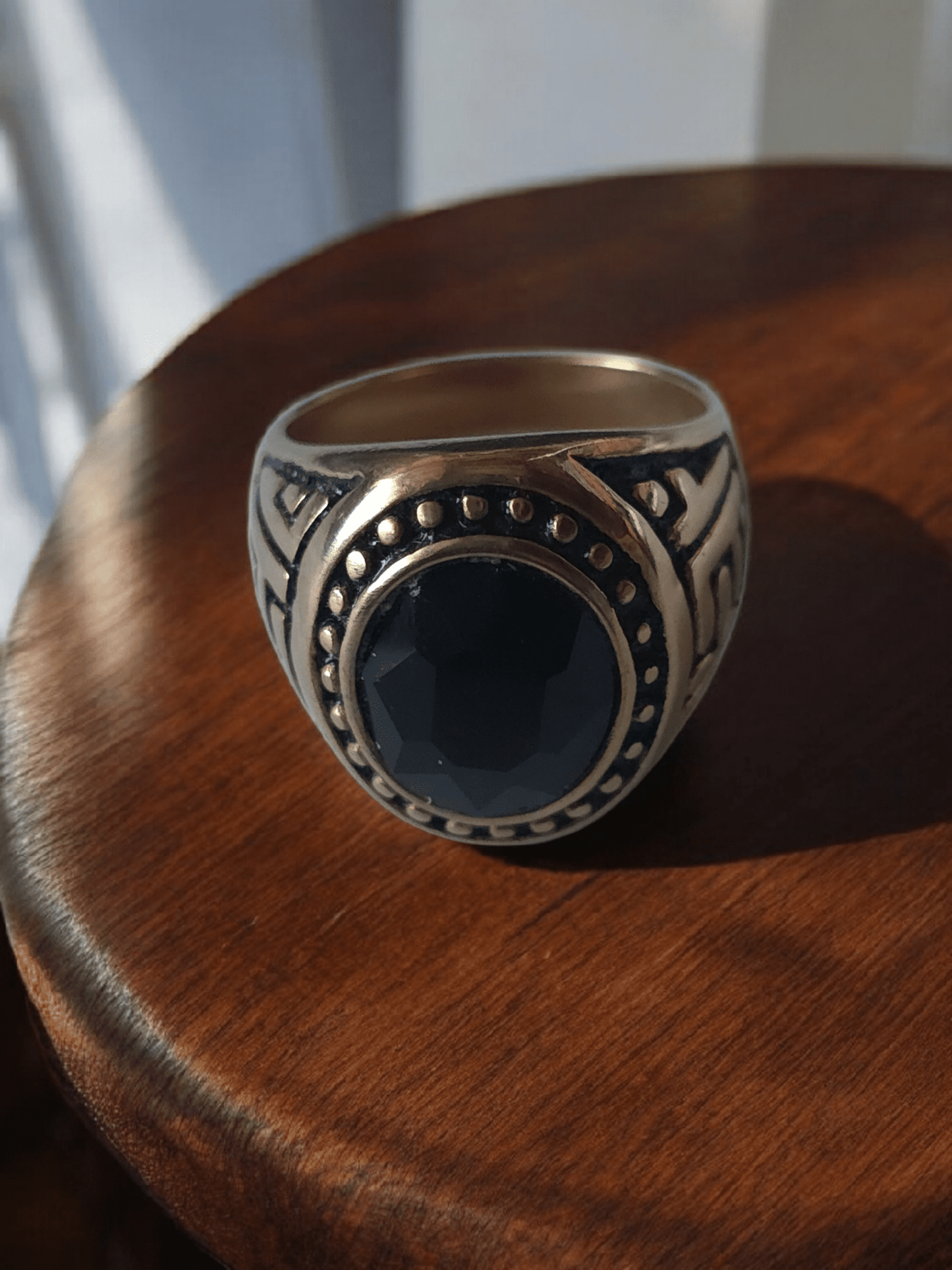 Chevalière avec onyx acier inoxydable 316l - Claudine Biker Shop