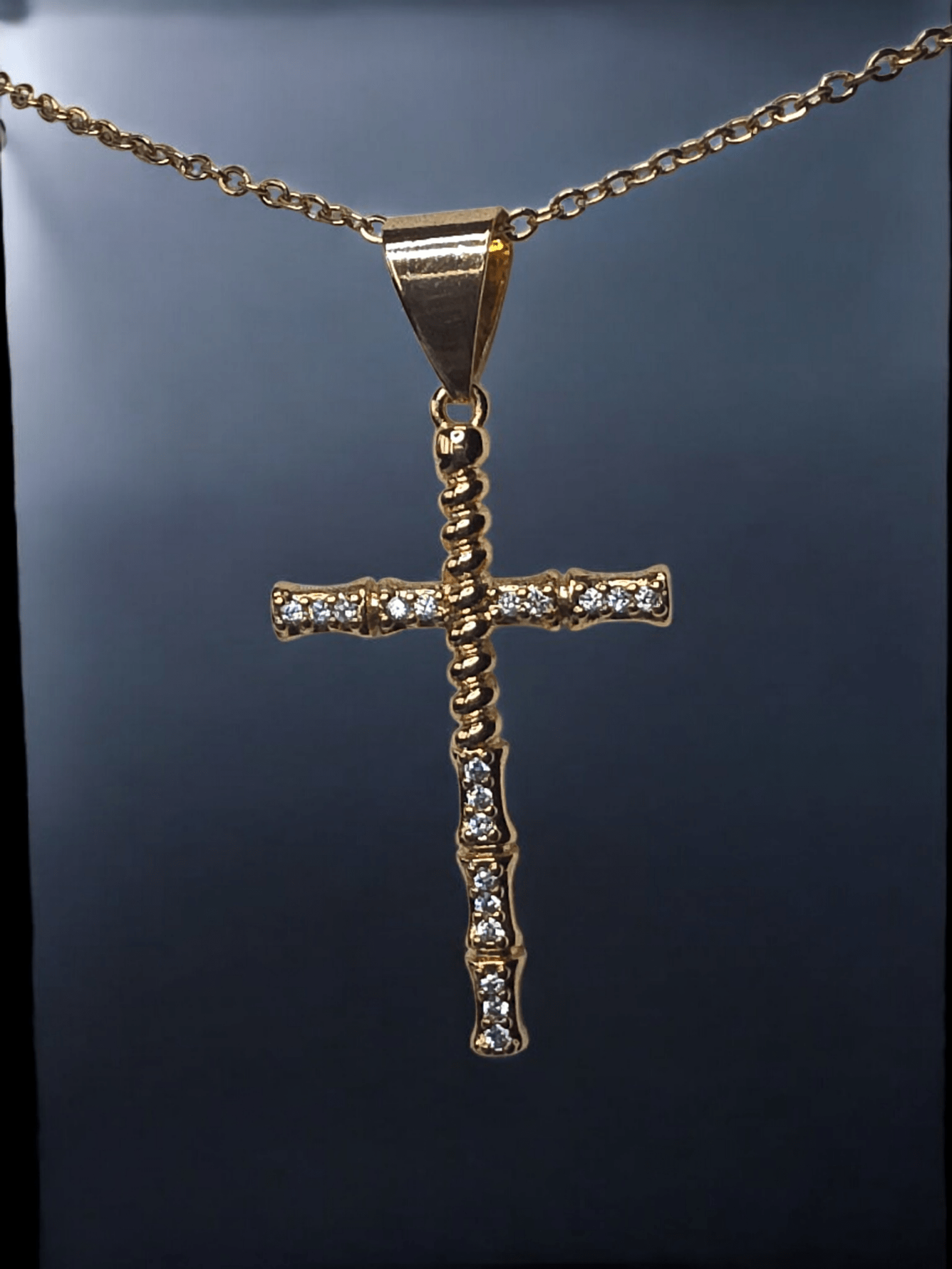 Collier croix strass - Claudine Biker Shop