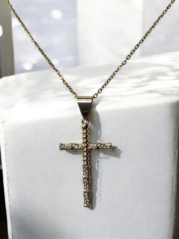 Collier croix strass - Claudine Biker Shop