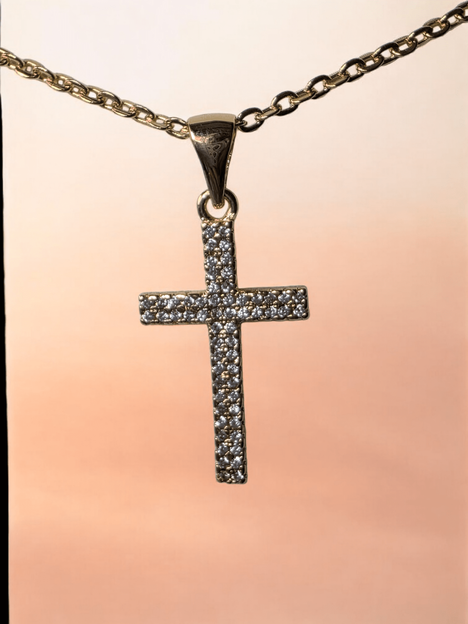 Collier croix strass Acier inoxydable 316l - Claudine Biker Shop