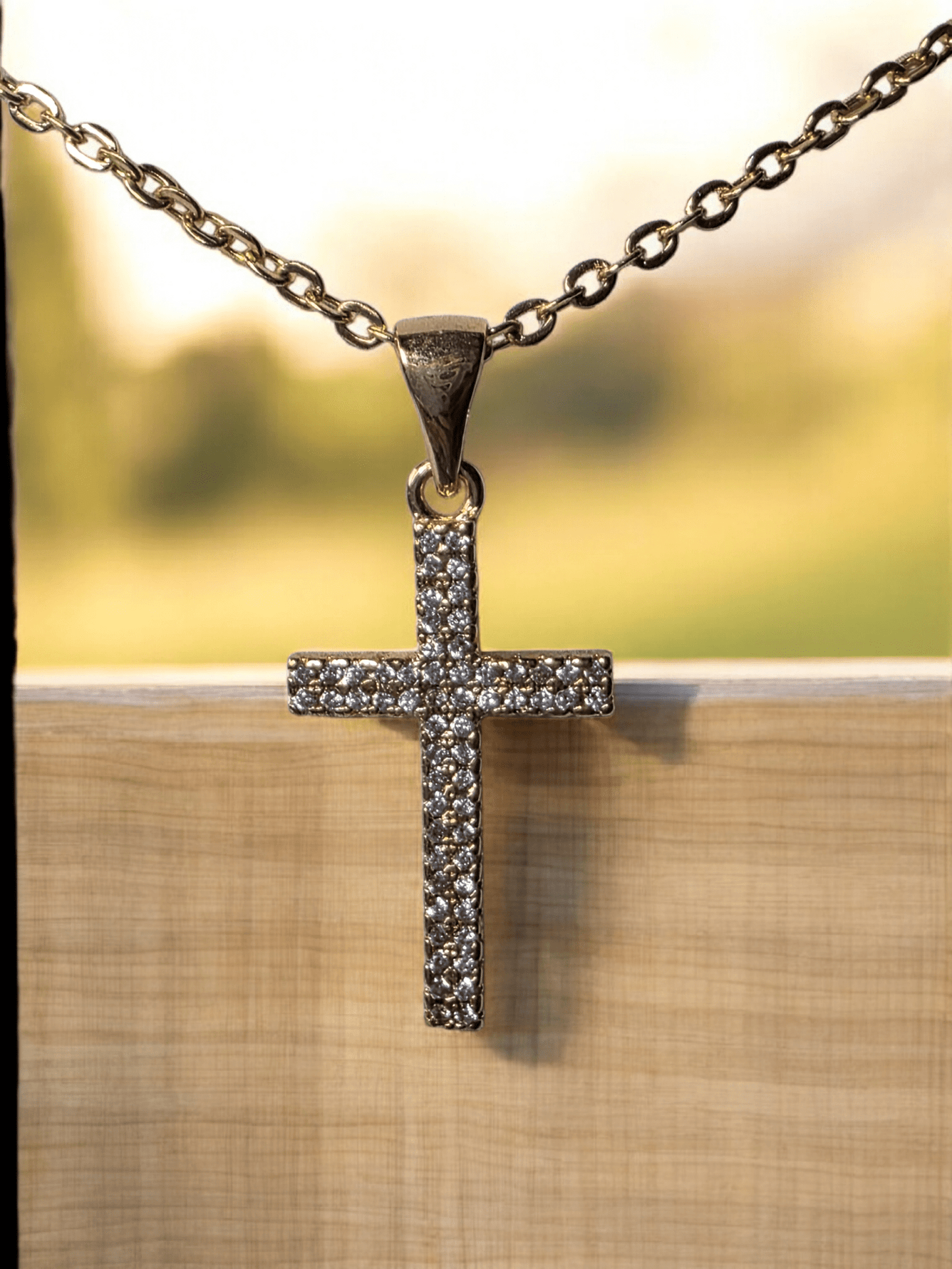 Collier croix strass Acier inoxydable 316l - Claudine Biker Shop