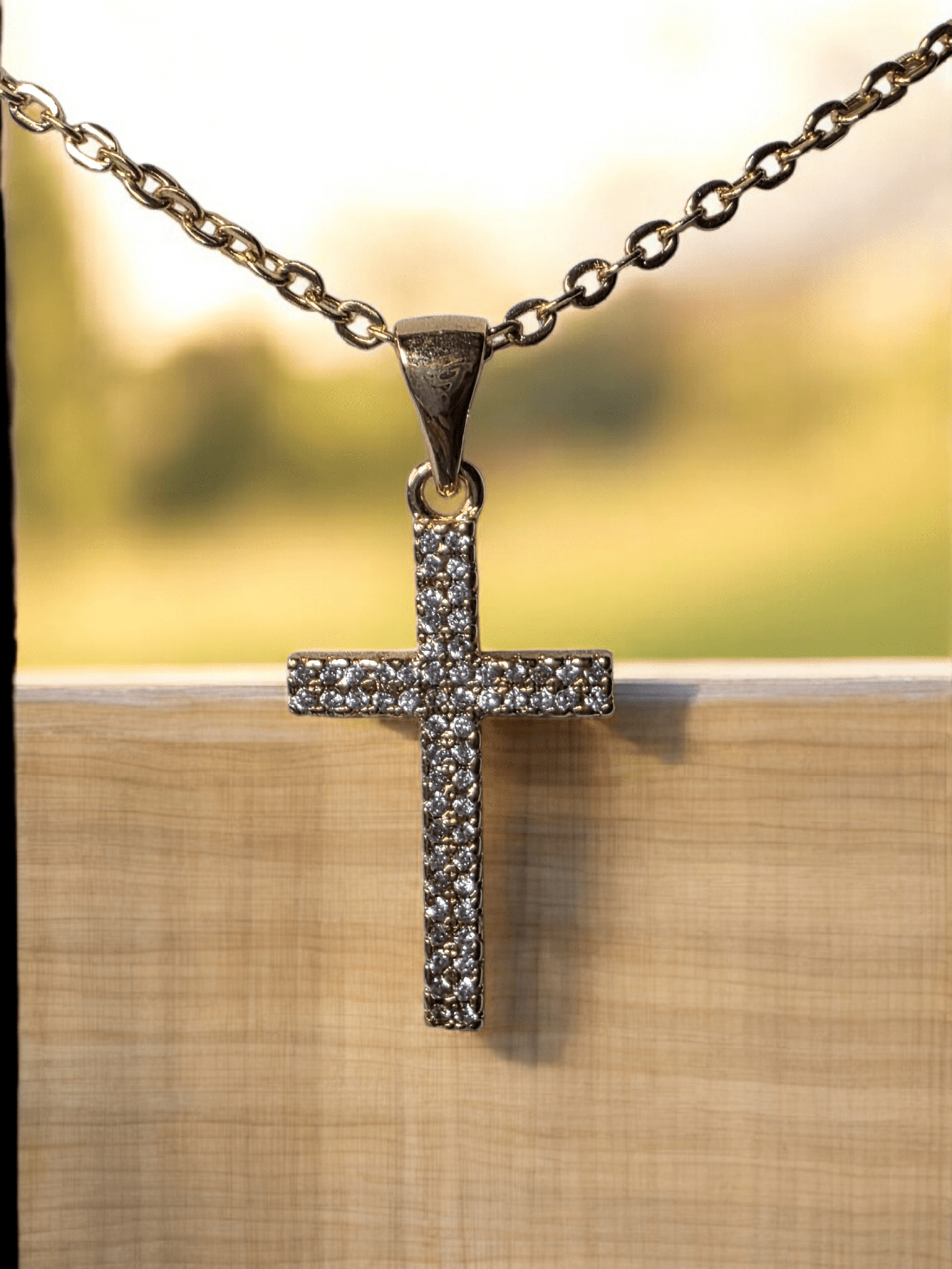 Collier croix strass Acier inoxydable 316l - Claudine Biker Shop