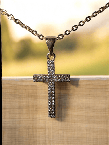 Collier croix strass Acier inoxydable 316l - Claudine Biker Shop