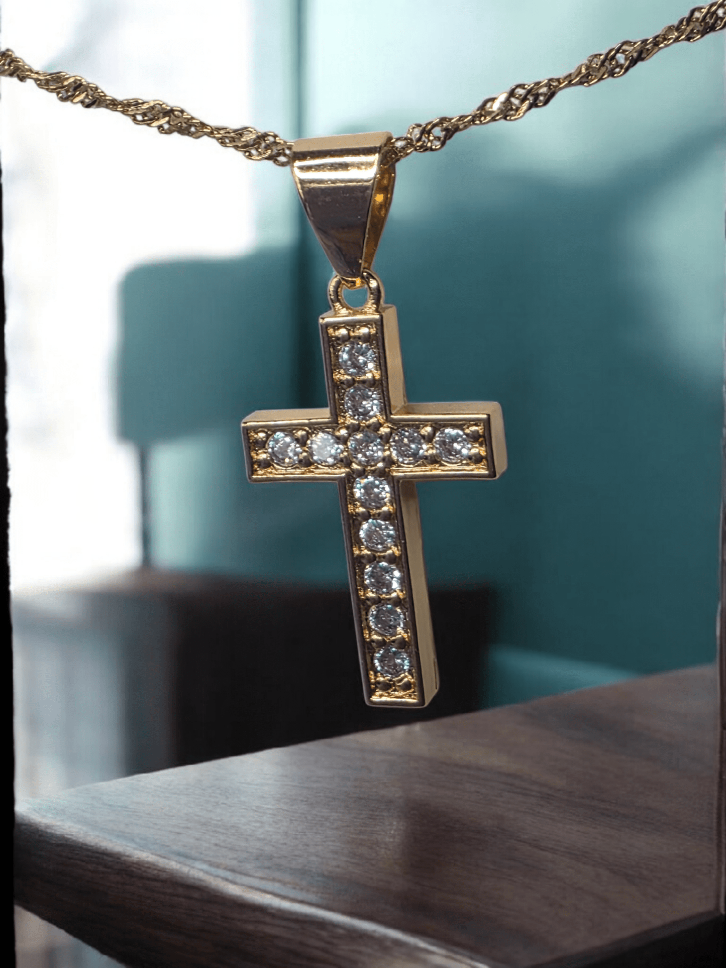 Collier croix strass Acier inoxydable 316l - Claudine Biker Shop